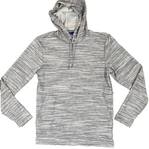 APT 9 Womens Small Gray Striped Lightweight Hoodie Pullover Kangaroo Pocket